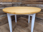Painted Circular Solid Beech Block Blonde Country Farmhouse Table Removable Legs