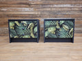 Pair of Hand-Painted Bedside Tables in Fusion Ash with Tropical Leaf Design