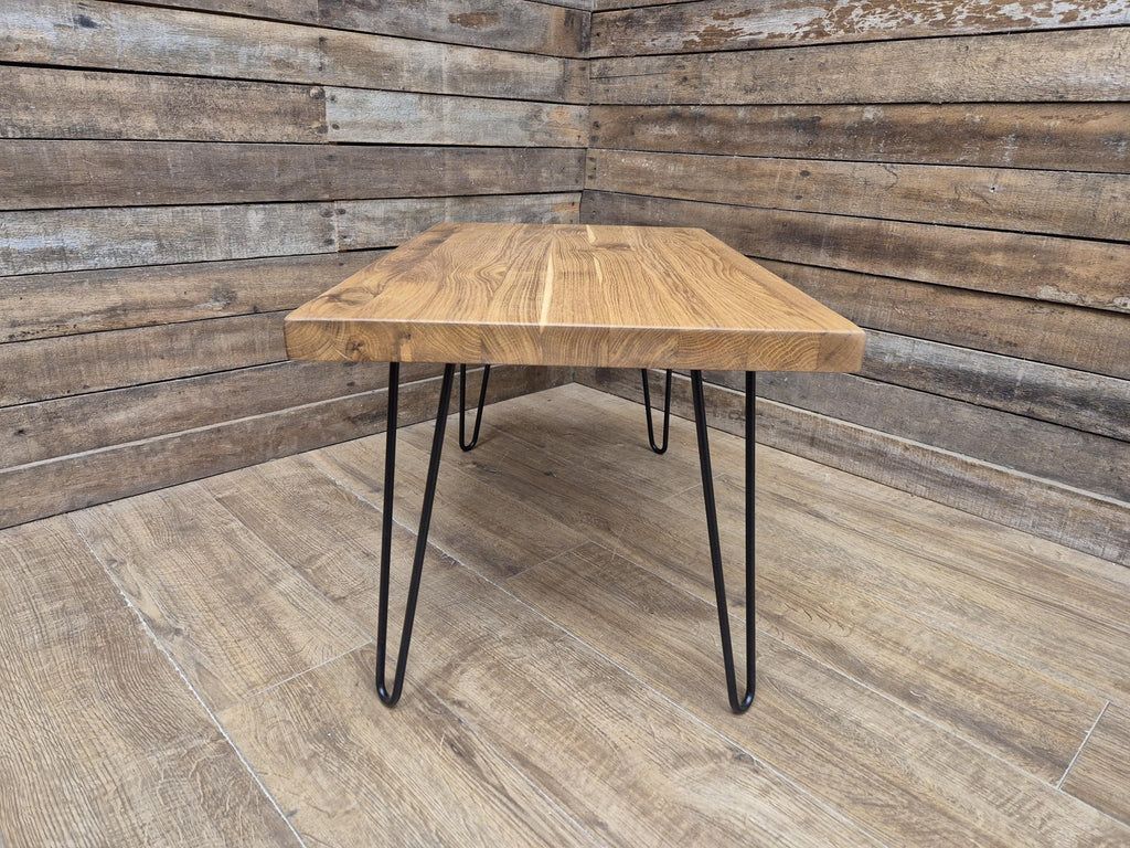 Mid Century Style Industrial Hairpin Leg Coffee Table Rustic Solid Oak Unique