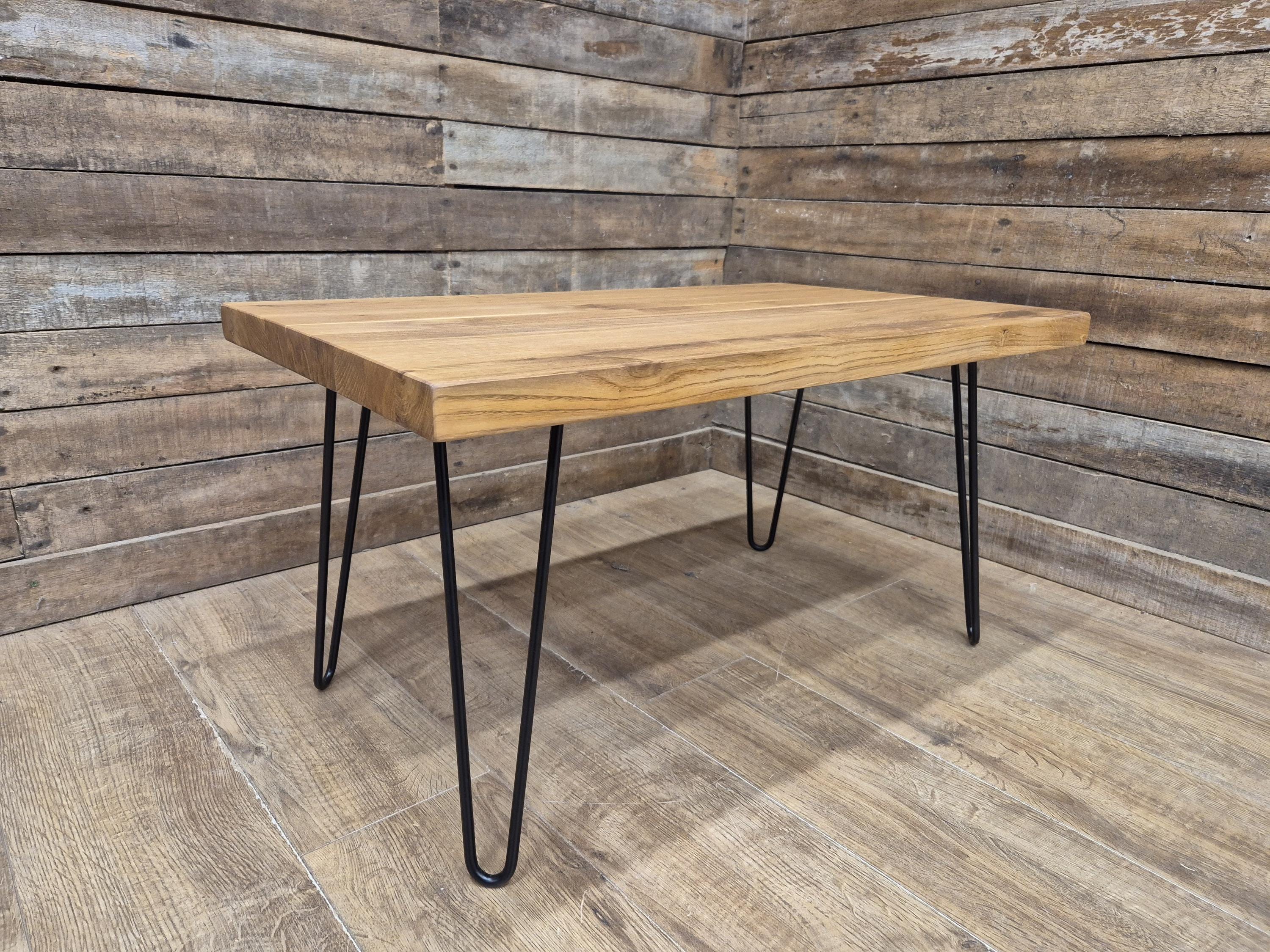 Mid Century Style Industrial Hairpin Leg Coffee Table Rustic Solid Oak Unique