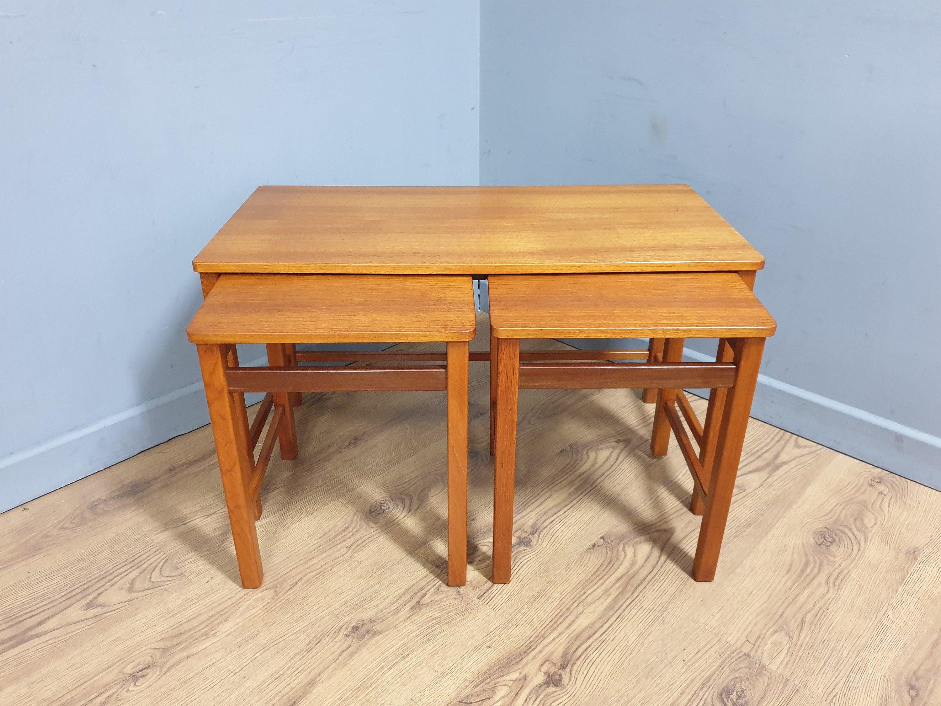 Mid Century Teak Nest of Coffee Table Retro Chic