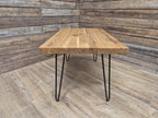 Mid Century Style Industrial Hairpin Leg Coffee Table Rustic Solid Oak Unique