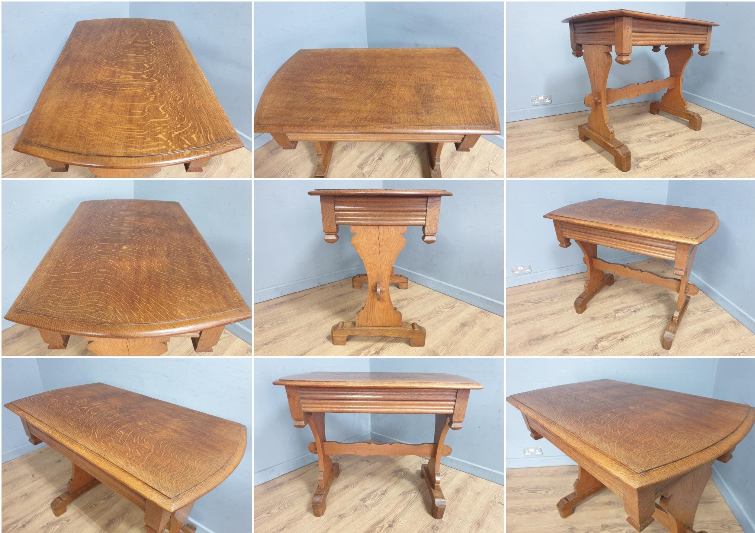 Vintage Arts & Crafts Style Oak Console Table Beautifully Crafted Desk