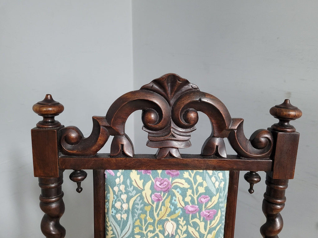 Antique Victoria Mahogany Ornately Carved Barley Twist Hall Chair Bedroom