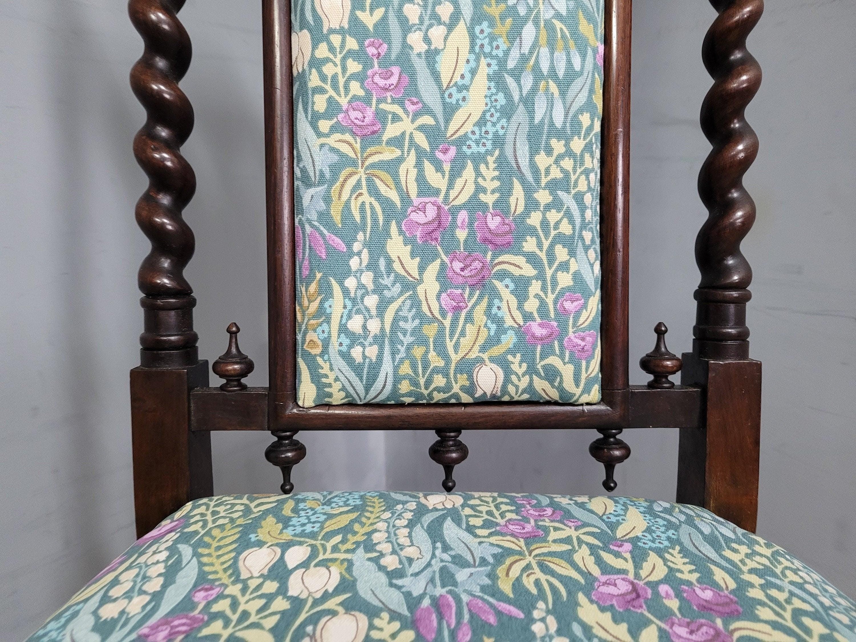 Antique Victoria Mahogany Ornately Carved Barley Twist Hall Chair Bedroom