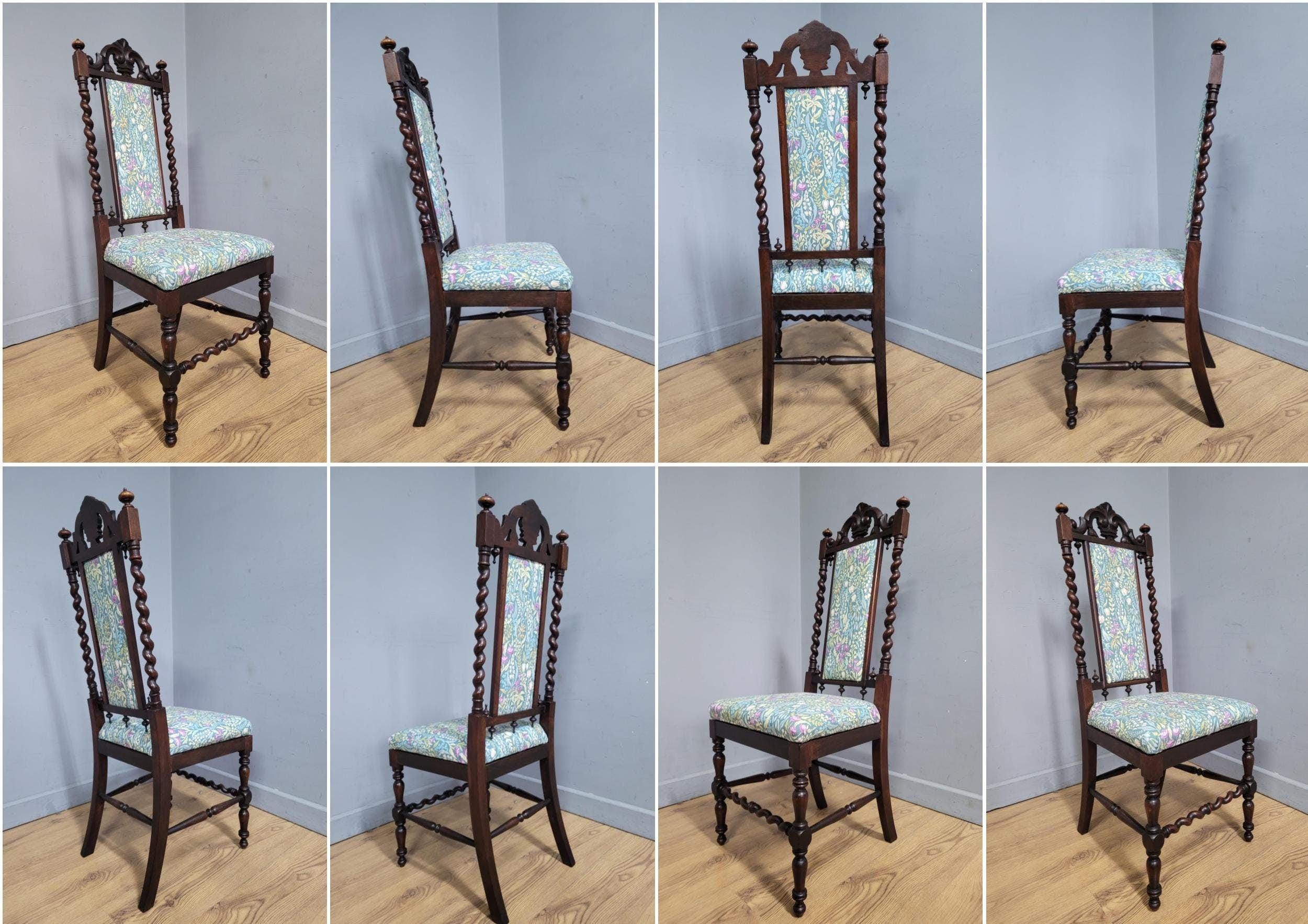 Antique Victoria Mahogany Ornately Carved Barley Twist Hall Chair Bedroom