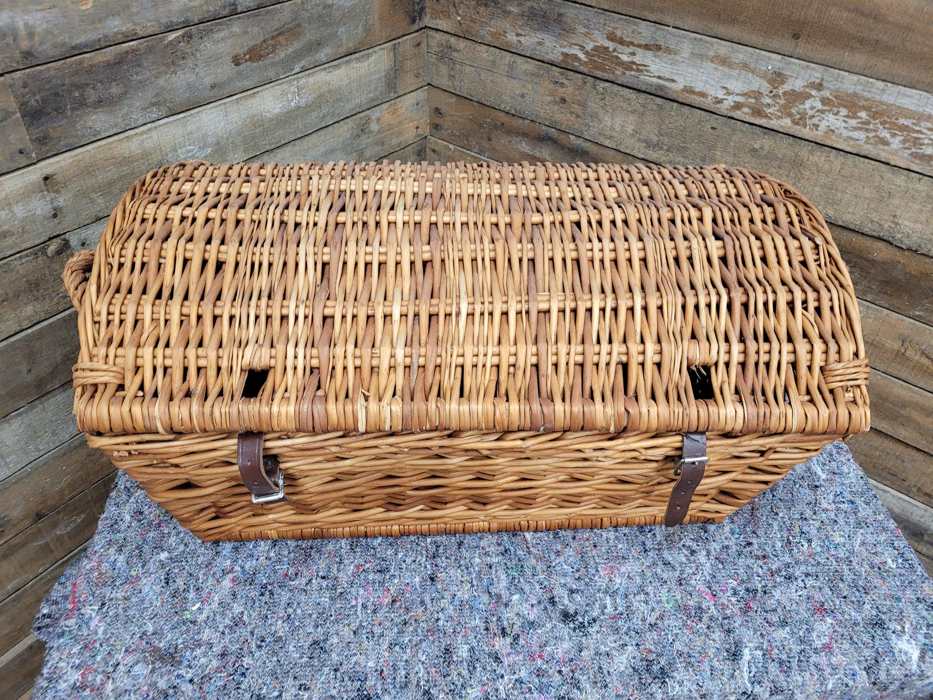 Vintage Wicker Picnic Basket Log Basket Toy Chest