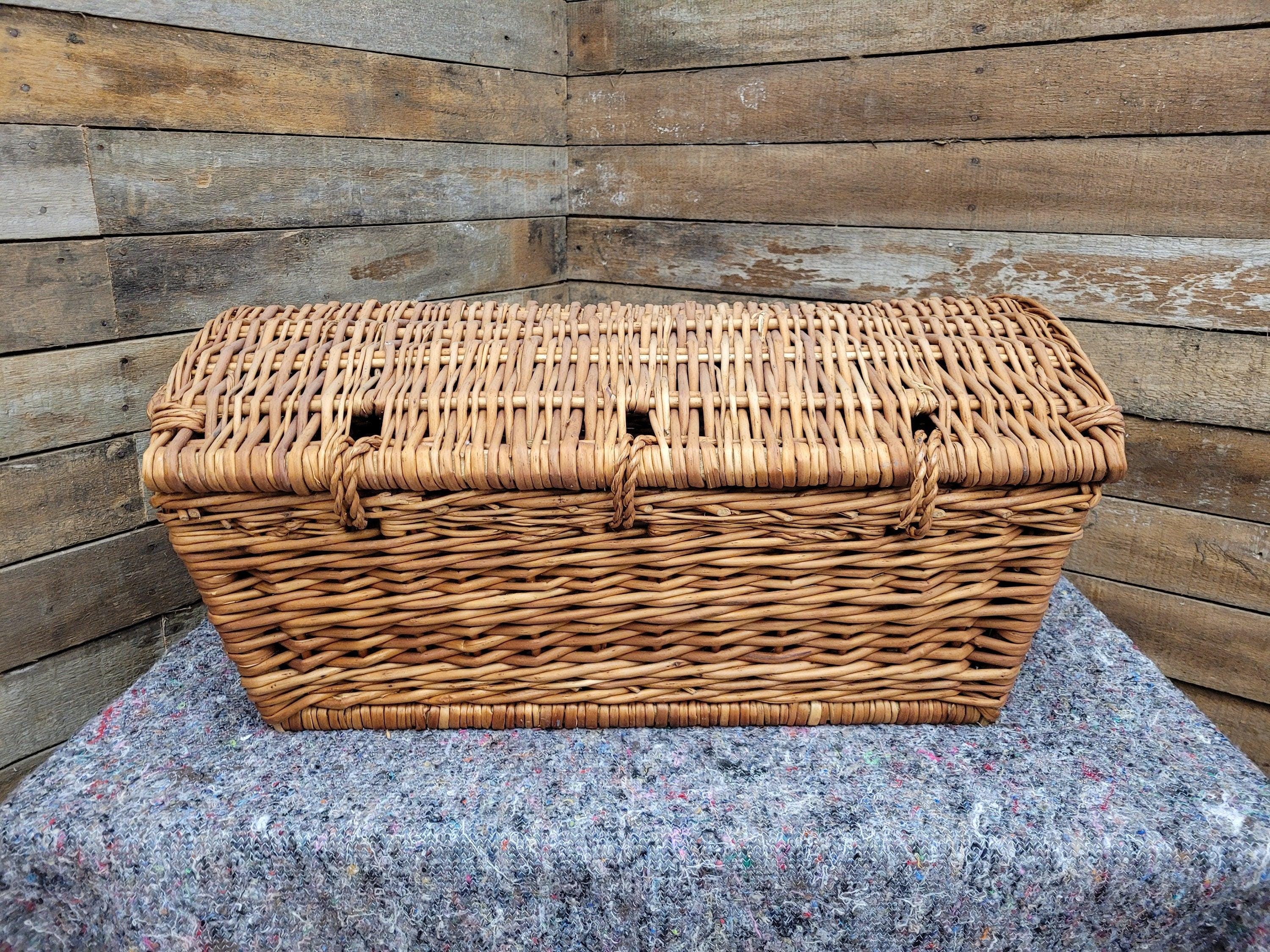 Vintage Wicker Picnic Basket Log Basket Toy Chest