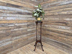 Antique Two Tier Mahogany Torchiere Jardiniere Plant Stand Barley Twist Feature