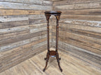 Antique Two Tier Mahogany Torchiere Jardiniere Plant Stand Barley Twist Feature
