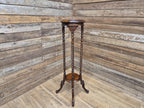 Antique Two Tier Mahogany Torchiere Jardiniere Plant Stand Barley Twist Feature