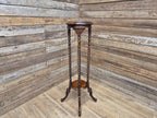 Antique Two Tier Mahogany Torchiere Jardiniere Plant Stand Barley Twist Feature