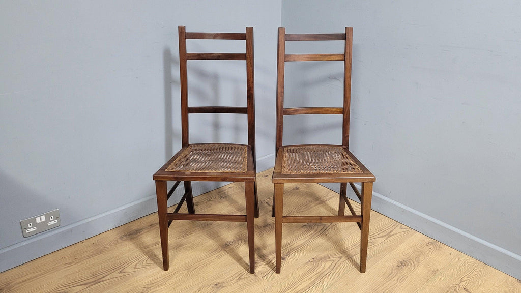 Pair of Antique Mahogany Bedroom Hall Chairs Bergere Seats c19th