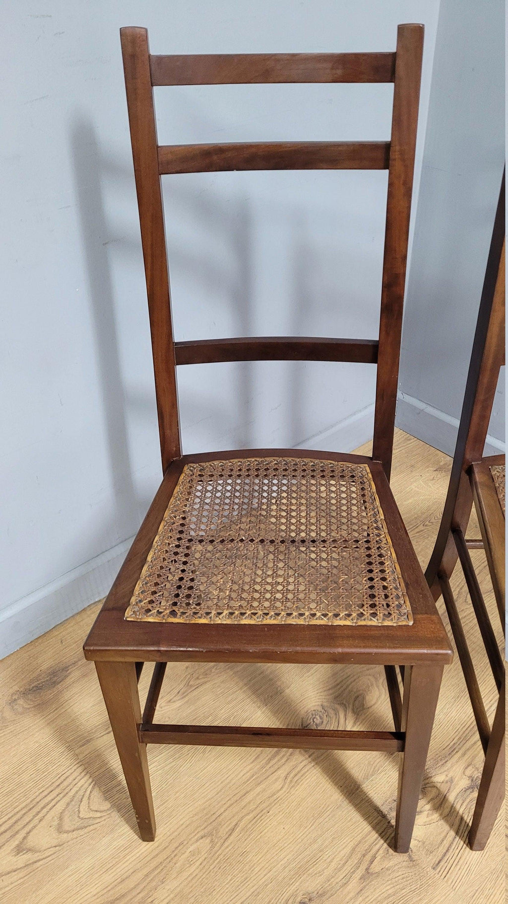Pair of Antique Mahogany Bedroom Hall Chairs Bergere Seats c19th
