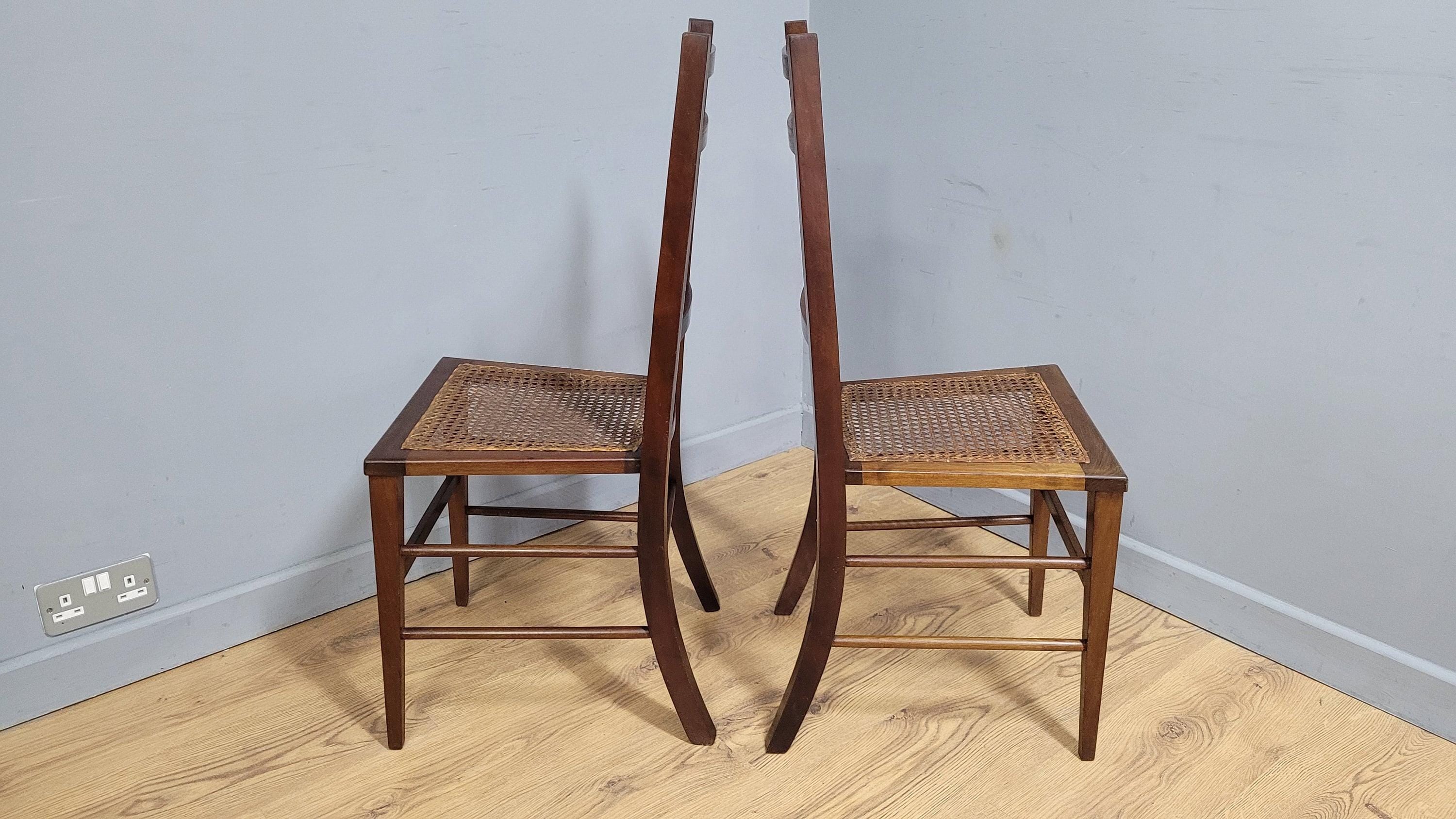 Pair of Antique Mahogany Bedroom Hall Chairs Bergere Seats c19th
