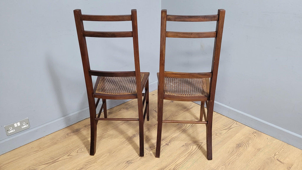 Pair of Antique Mahogany Bedroom Hall Chairs Bergere Seats c19th