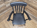 Vintage Country House Midnight Black Painted Lath Back Carver Windsor Chair