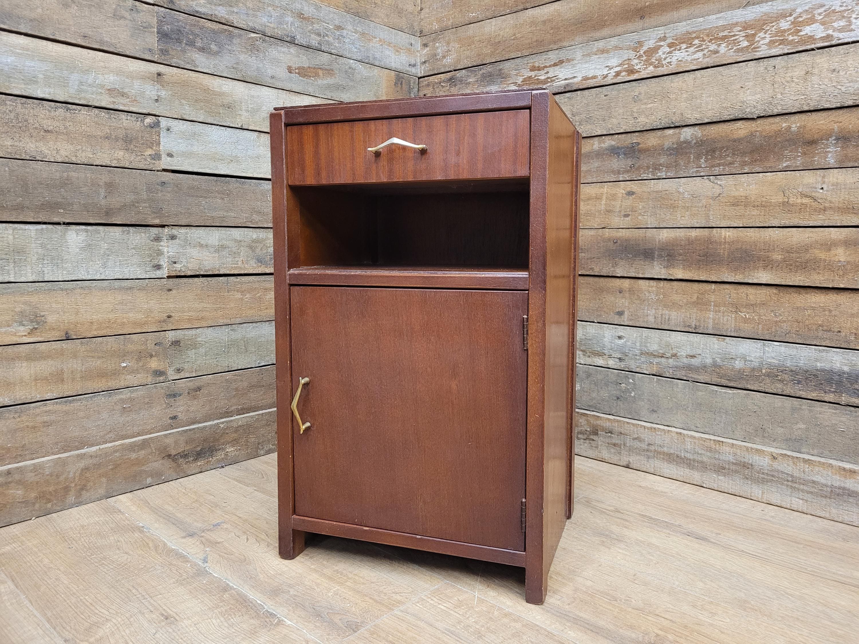 Vintage Mid century Single Drawer Bedside Cupboard Retro Bedside Cabinet