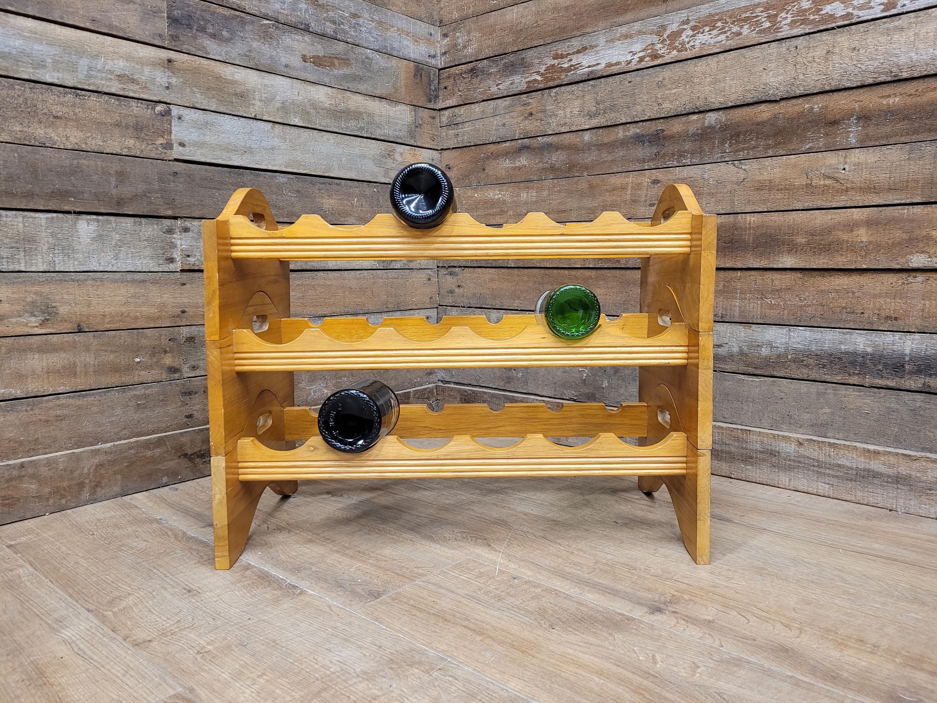 Vintage Rustic Pine Modular Wine Rack Storage Bottle Rack