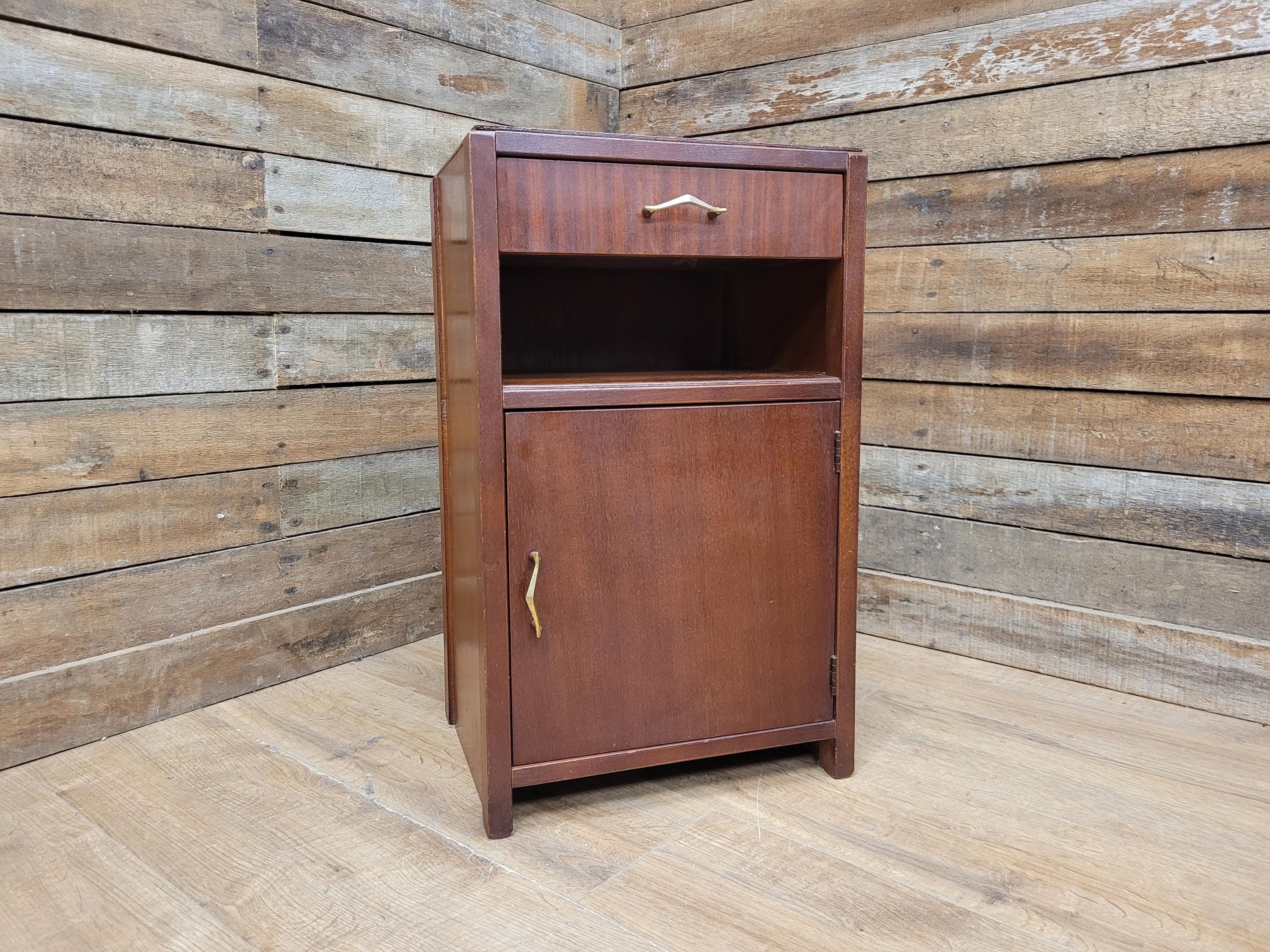 Vintage Mid century Single Drawer Bedside Cupboard Retro Bedside Cabinet