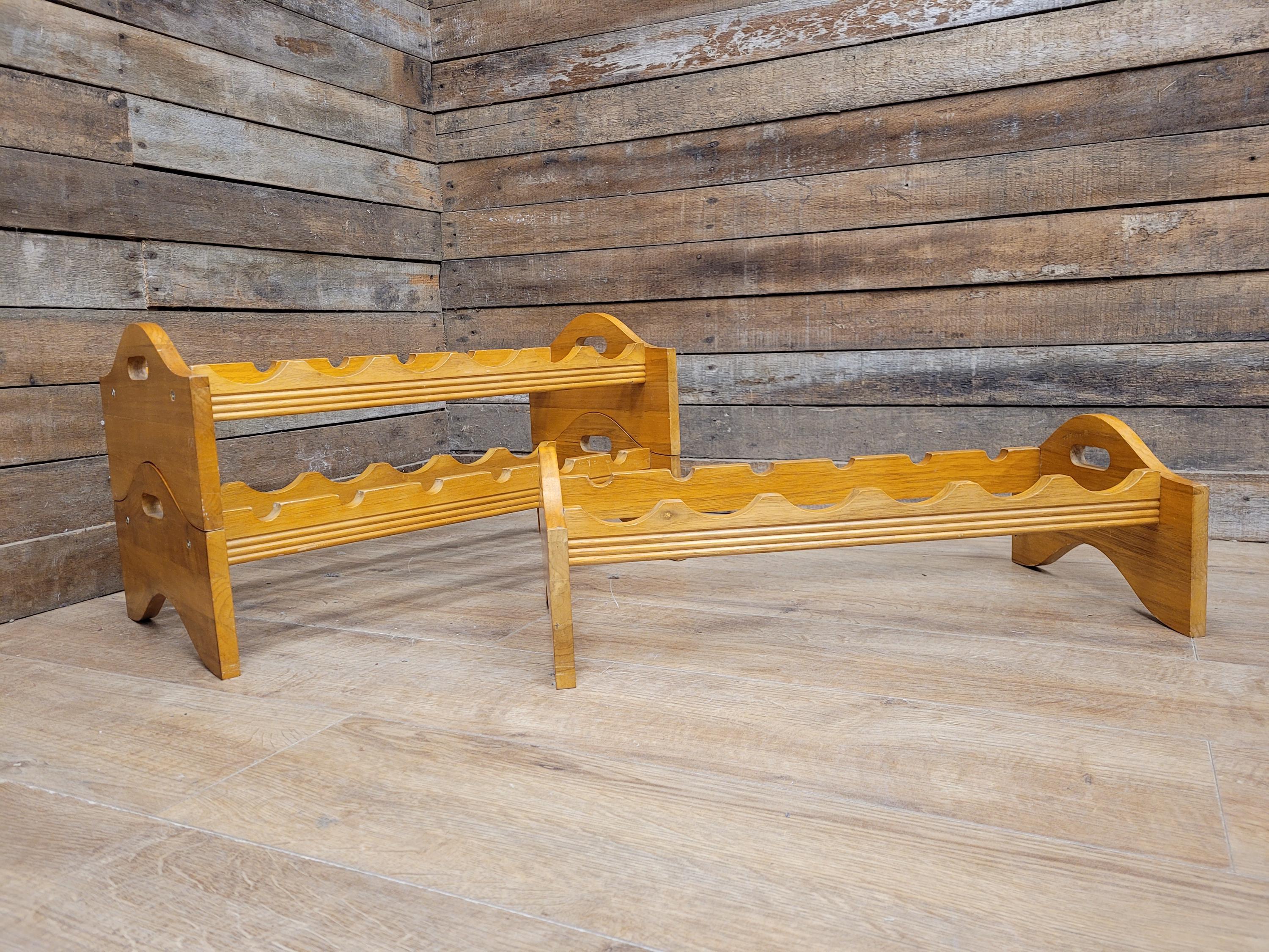 Vintage Rustic Pine Modular Wine Rack Storage Bottle Rack