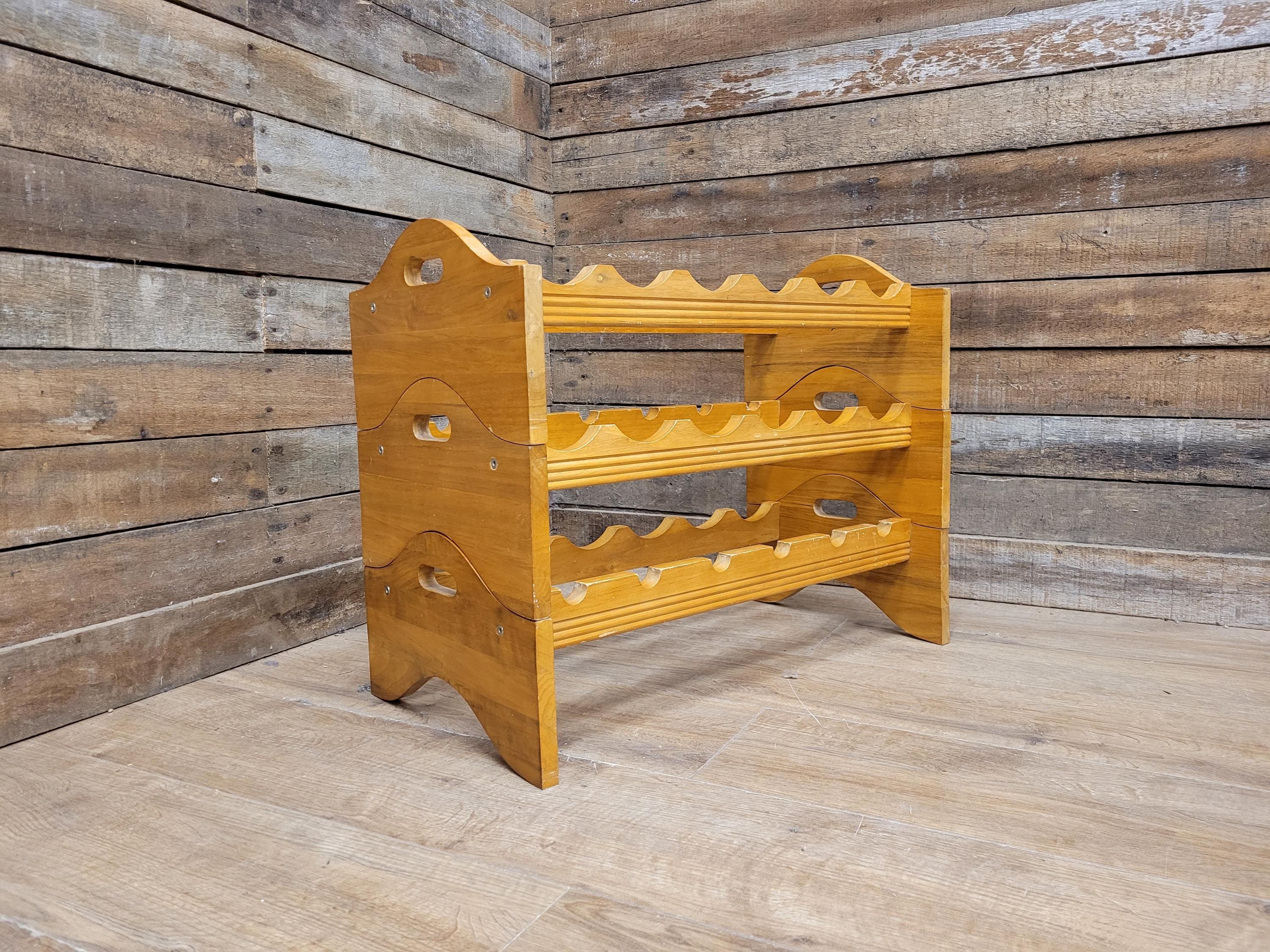 Vintage Rustic Pine Modular Wine Rack Storage Bottle Rack