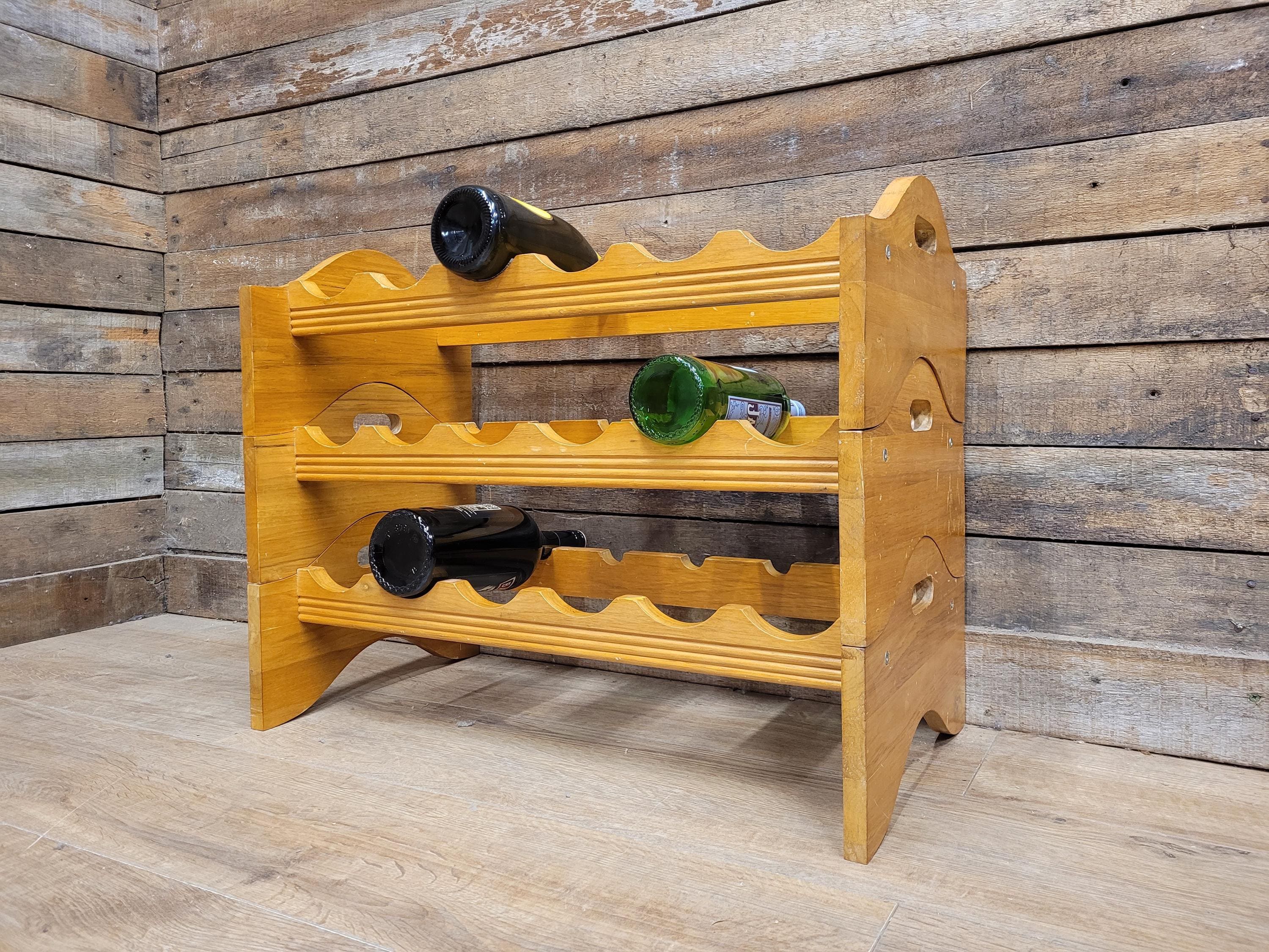 Vintage Rustic Pine Modular Wine Rack Storage Bottle Rack