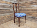 Edwardian Deep Buttoned Seat Inlaid Framed Hall Bedroom Chair William Morris
