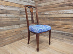 Edwardian Deep Buttoned Seat Inlaid Framed Hall Bedroom Chair William Morris
