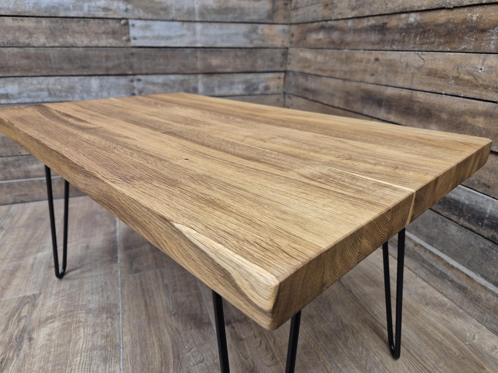 Industrial Mid Century Style Hairpin Leg Coffee Table Rustic Solid Oak Unique