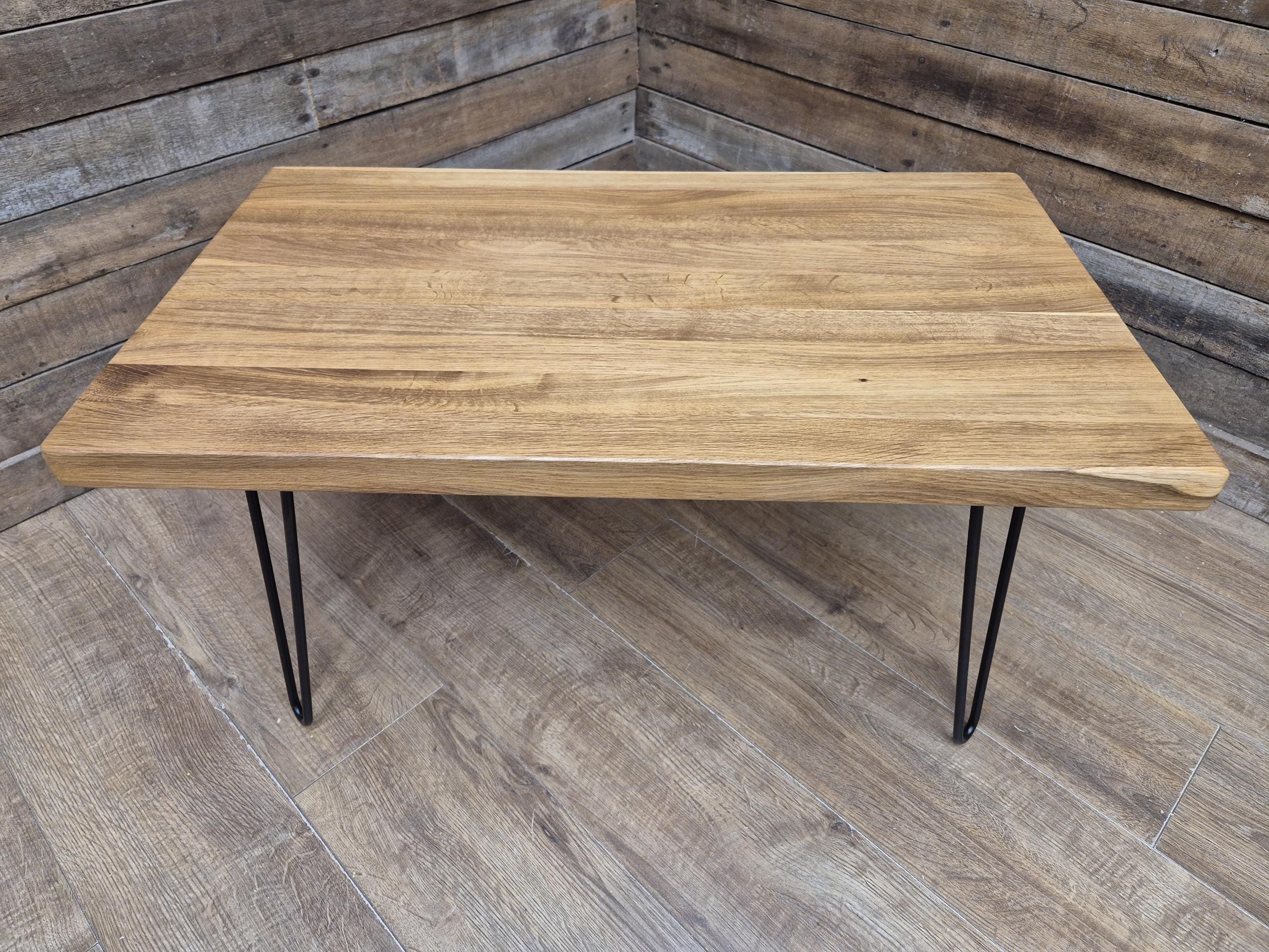 Industrial Mid Century Style Hairpin Leg Coffee Table Rustic Solid Oak Unique