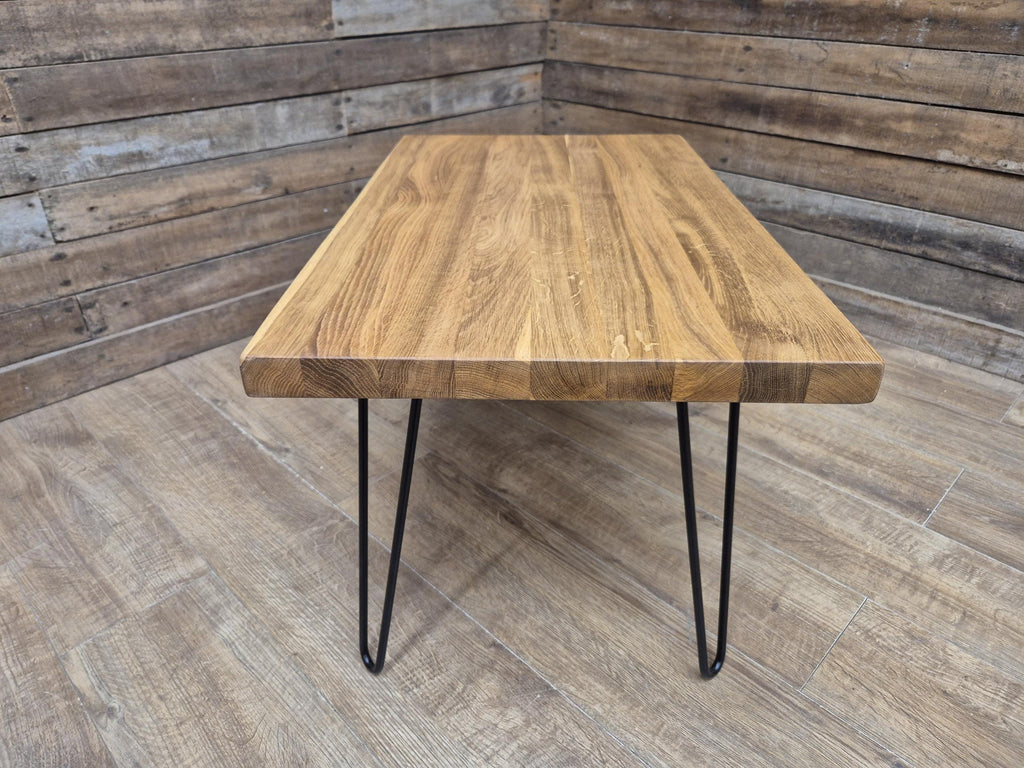 Industrial Mid Century Style Hairpin Leg Coffee Table Rustic Solid Oak Unique