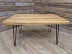 Industrial Mid Century Style Hairpin Leg Coffee Table Rustic Solid Oak Unique