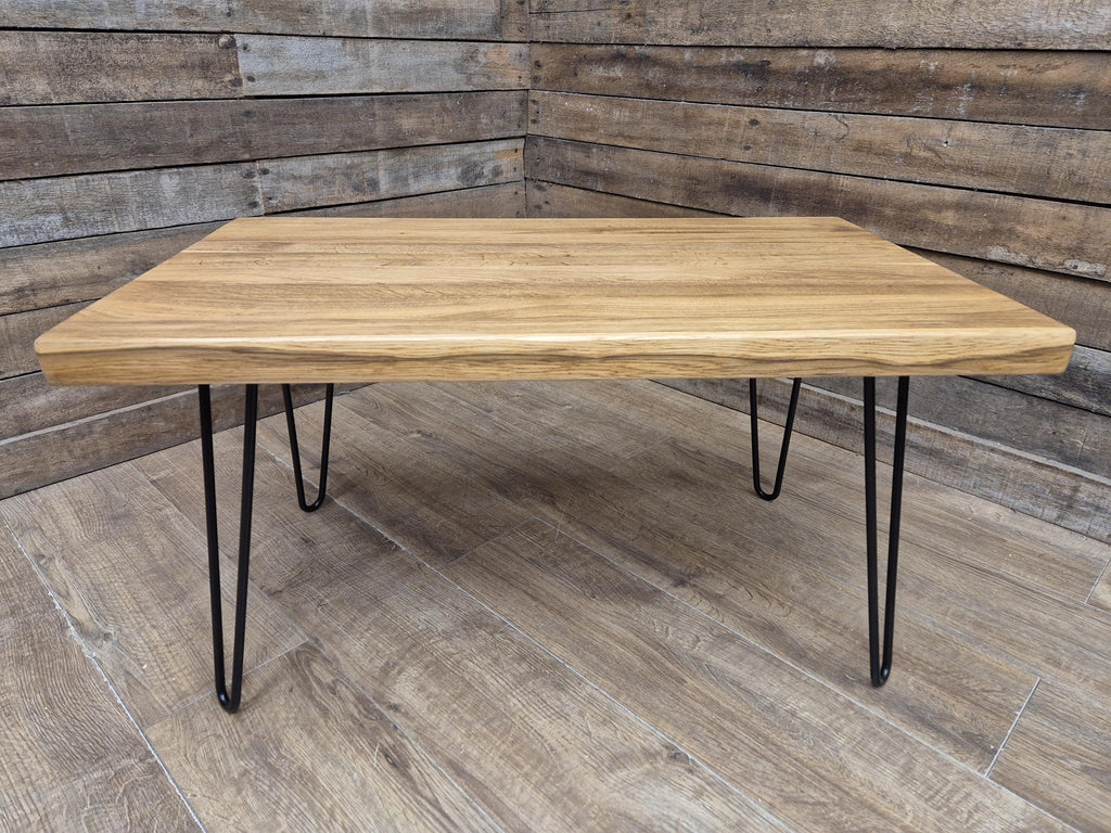 Industrial Mid Century Style Hairpin Leg Coffee Table Rustic Solid Oak Unique