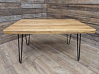 Industrial Mid Century Style Hairpin Leg Coffee Table Rustic Solid Oak Unique