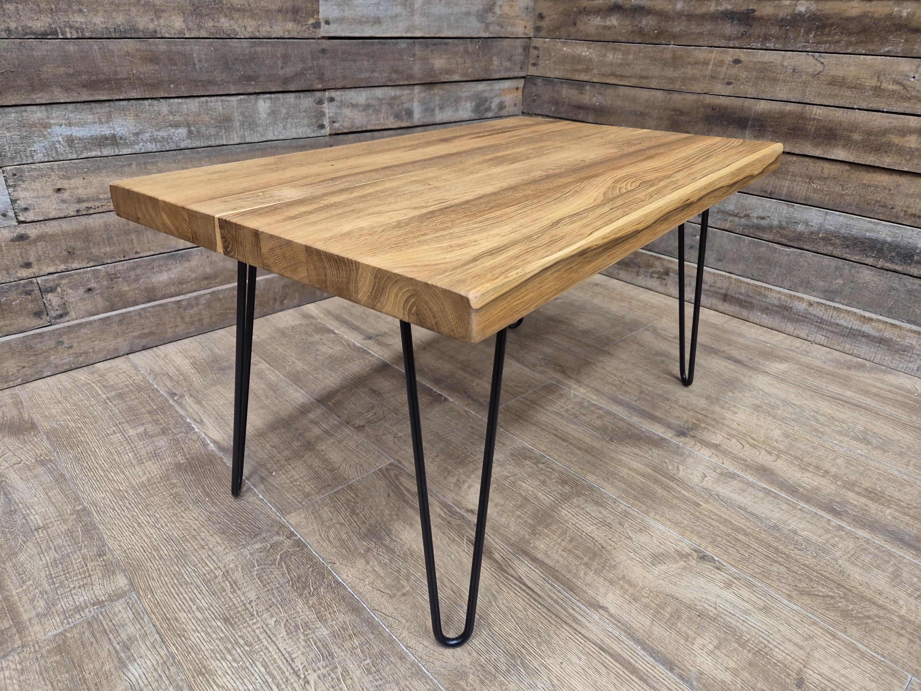 Industrial Mid Century Style Hairpin Leg Coffee Table Rustic Solid Oak Unique