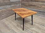 Mid Century Wood Coffee Table Black Tapered Legs Retro Scandinavian Style