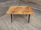 Mid Century Wood Coffee Table Black Tapered Legs Retro Scandinavian Style