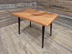 Mid Century Wood Coffee Table Black Tapered Legs Retro Scandinavian Style