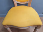 Vintage Country House Bedroom Hall Chair Upholstered Yellow Fabric