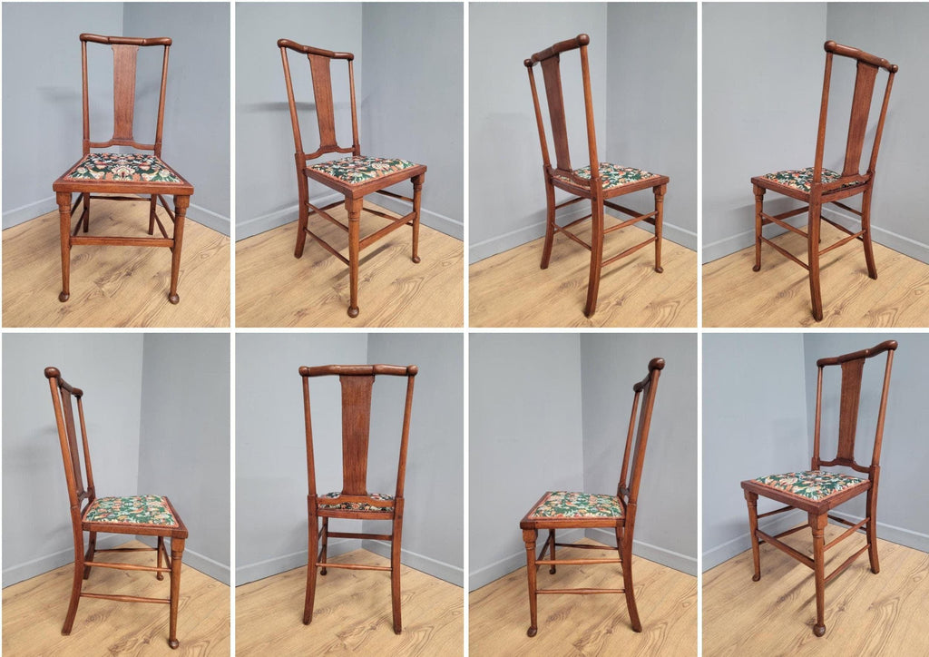 Antique Arts And Crafts Wood Framed Hall Bedroom Chair