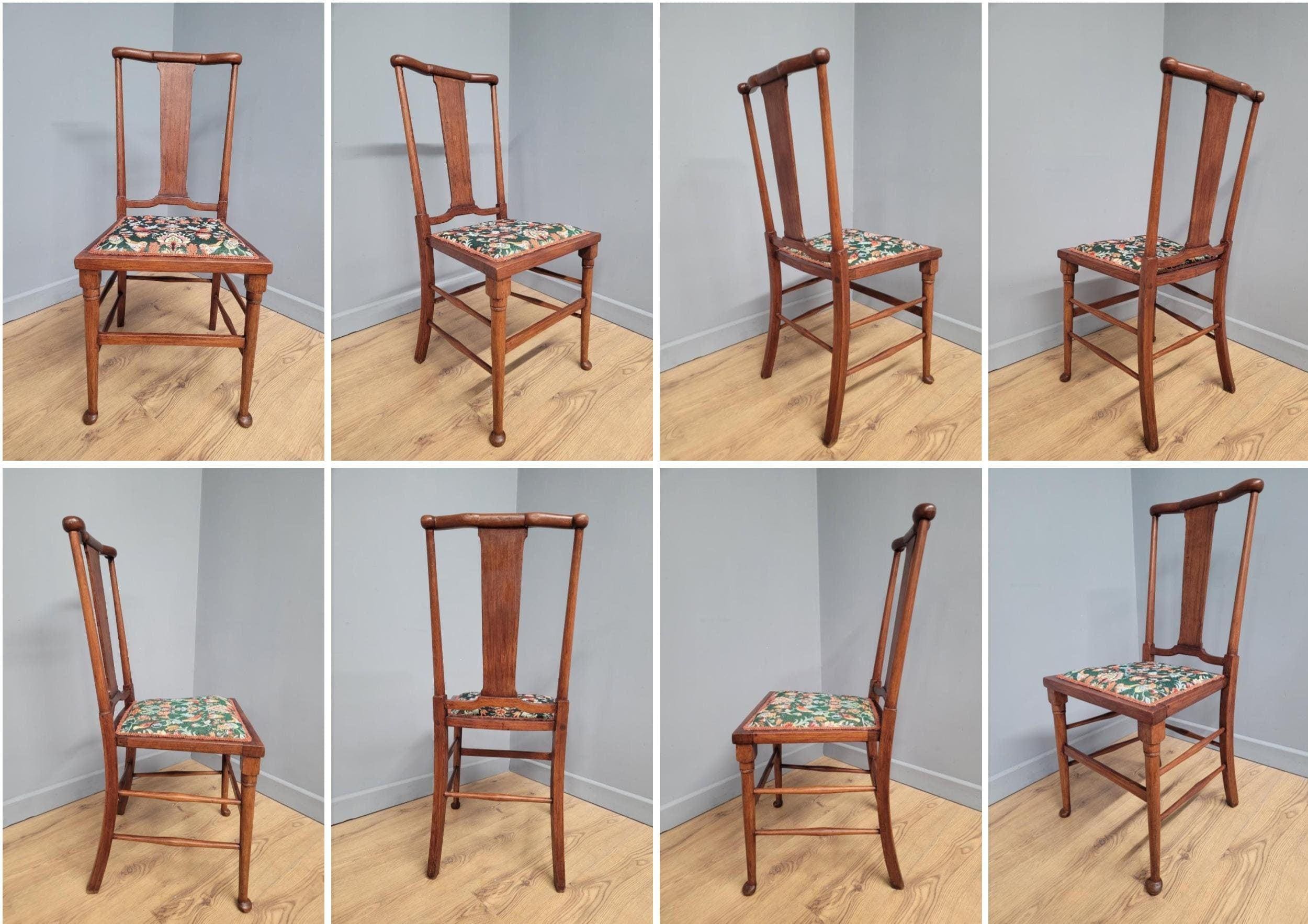 Antique Arts And Crafts Wood Framed Hall Bedroom Chair