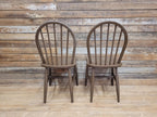 Vintage Pair Of Painted Stick Back Bow Back Windsor Kitchen Chairs