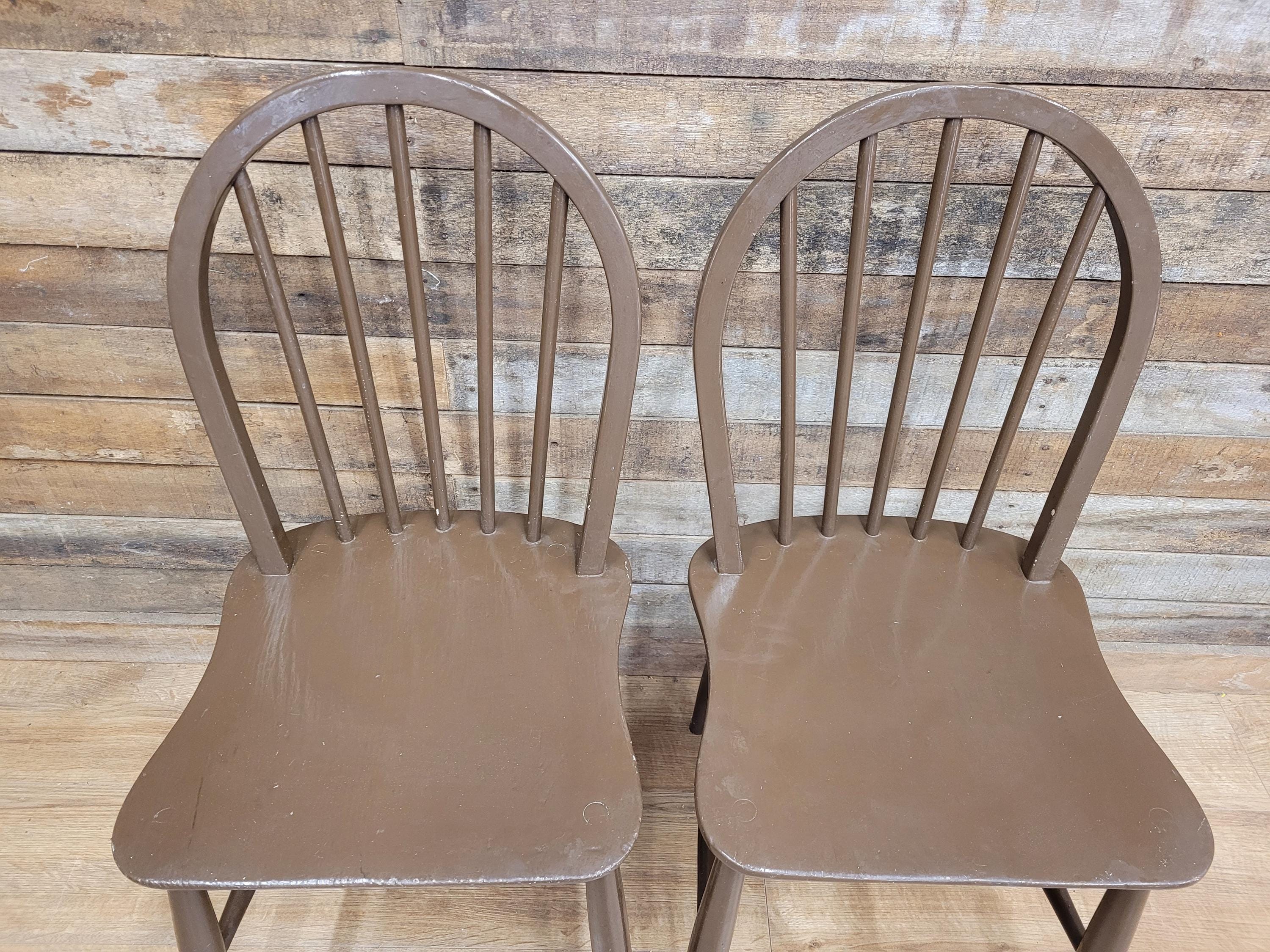 Vintage Pair Of Painted Stick Back Bow Back Windsor Kitchen Chairs