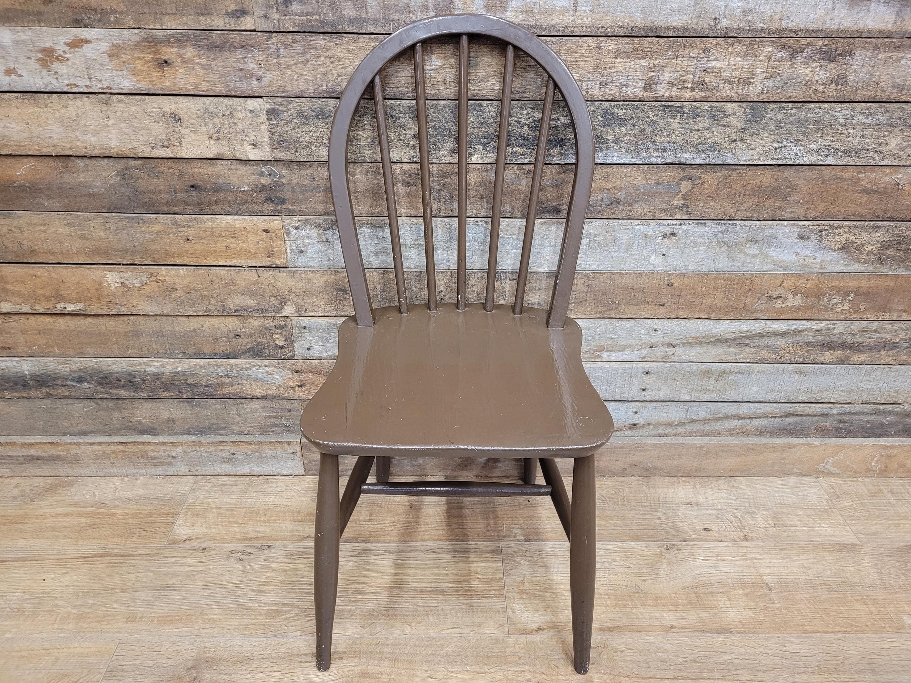 Vintage Pair Of Painted Stick Back Bow Back Windsor Kitchen Chairs