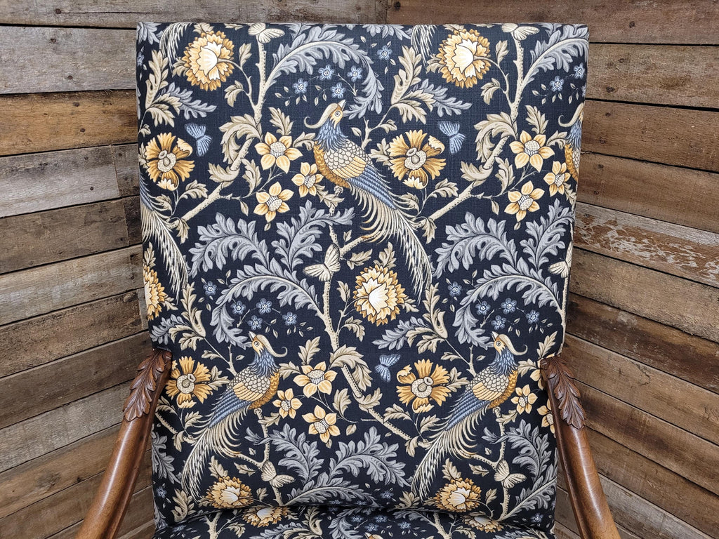 Antique Carved French Style Armchair Morris Bird Grande Throne Chair