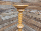 Vintage Blonde Torchiere Carved Barley Twist Circular Column Plant Stand