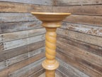Vintage Blonde Torchiere Carved Barley Twist Circular Column Plant Stand