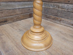 Vintage Blonde Torchiere Carved Barley Twist Circular Column Plant Stand