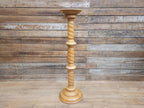 Vintage Blonde Torchiere Carved Barley Twist Circular Column Plant Stand